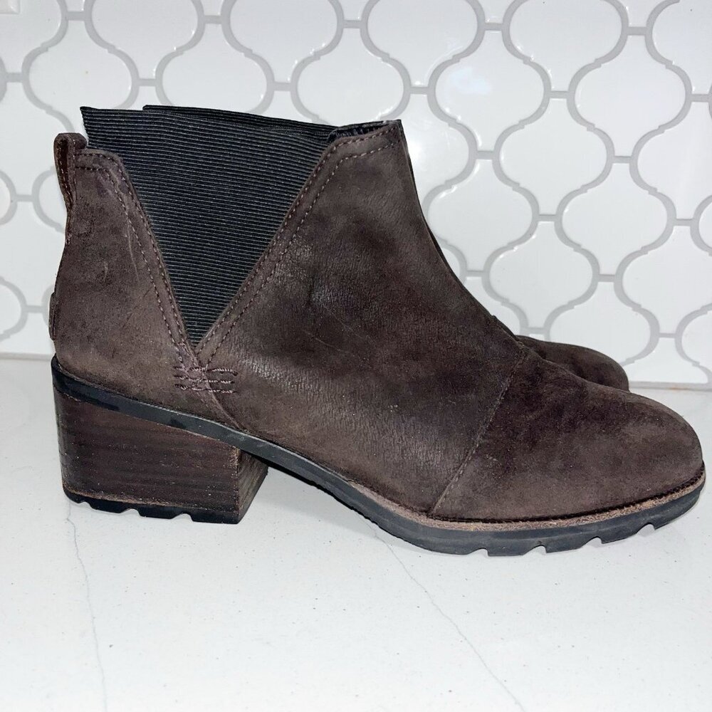 Sorel Cate Chelsea Boots Women's 12 Brown Leather Waterproof Ankle NL3712-205